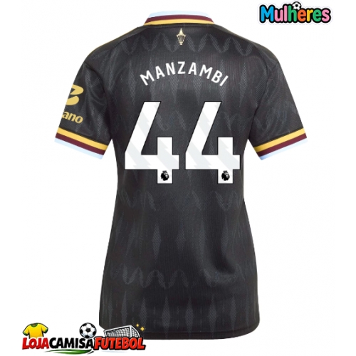 Camisa de Futebol Aston Villa Johan Manzambi #44 Equipamento Secundário Mulheres 2026-27 Manga Curta